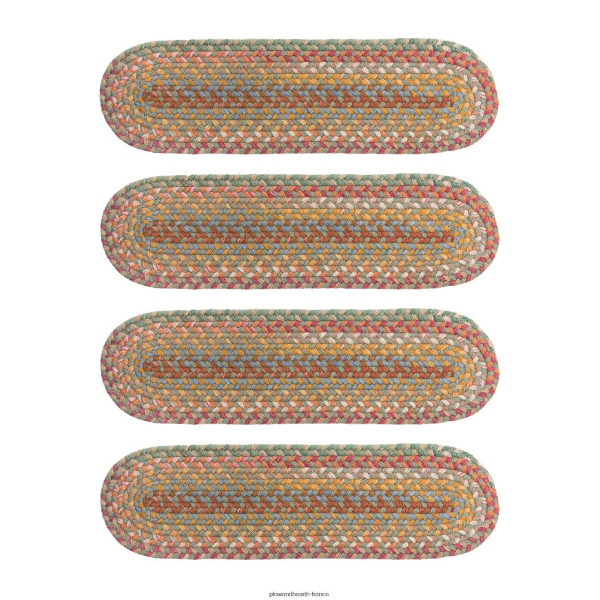 Marches d'escalier tressées ovales en laine de crête bleue, lot de 4 - noyer Plow & Hearth 8642F61907 tapis et nattes