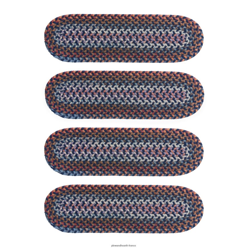 Marches d'escalier tressées ovales en laine de crête bleue, lot de 4 - noyer Plow & Hearth 8642F61907 tapis et nattes
