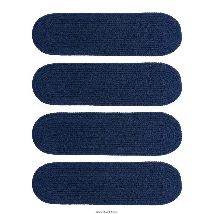 Marches d'escalier tressées ovales en laine de crête bleue, lot de 4 - noyer Plow & Hearth 8642F61907 tapis et nattes