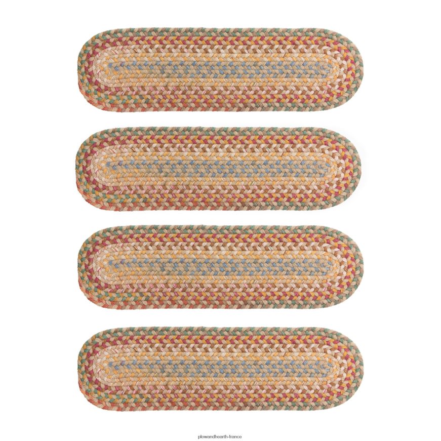 Marches d'escalier tressées ovales en laine de crête bleue, lot de 4 - noyer Plow & Hearth 8642F61907 tapis et nattes