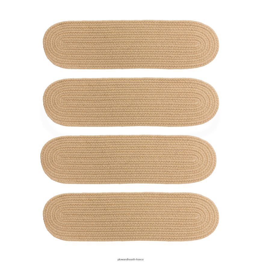 Marches d'escalier tressées ovales en laine de crête bleue, lot de 4 - noyer Plow & Hearth 8642F61907 tapis et nattes