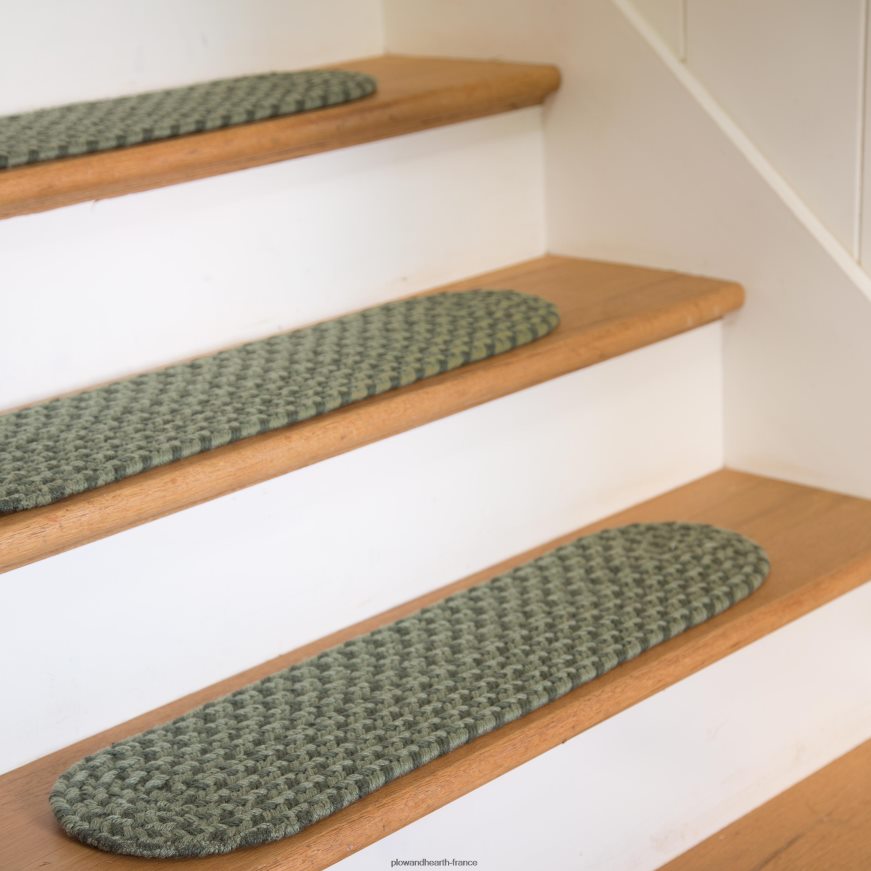 marche d'escalier de Virginie tressée en laine fabriquée aux États-Unis, ensemble de 4 - givre Plow & Hearth 8642F61914 tapis et nattes