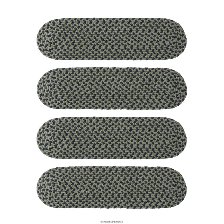 marche d'escalier de Virginie tressée en laine fabriquée aux États-Unis, ensemble de 4 - givre Plow & Hearth 8642F61914 tapis et nattes