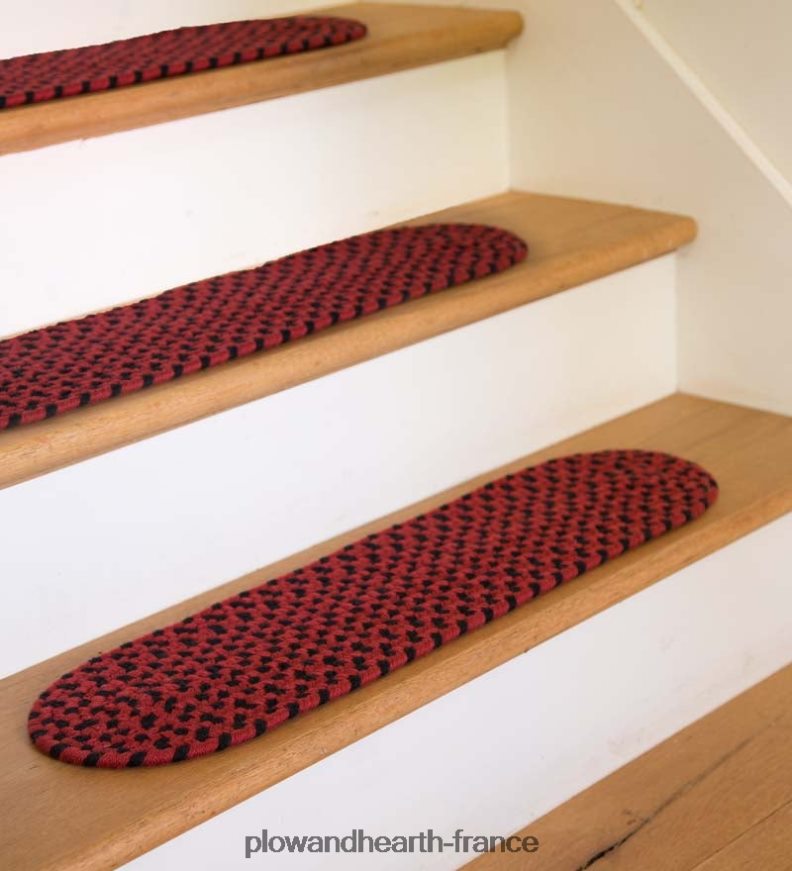 marche d'escalier de Virginie tressée en laine fabriquée aux États-Unis, ensemble de 4 - givre Plow & Hearth 8642F61914 tapis et nattes