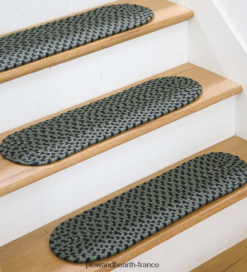 marche d'escalier de Virginie tressée en laine fabriquée aux États-Unis, ensemble de 4 - givre Plow & Hearth 8642F61914 tapis et nattes