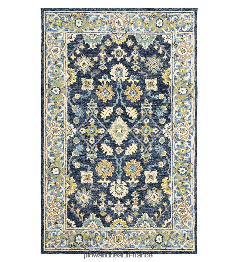 Tapis avec bordure en laine bleue Willow Oaks Plow & Hearth 8642F61851 tapis et nattes