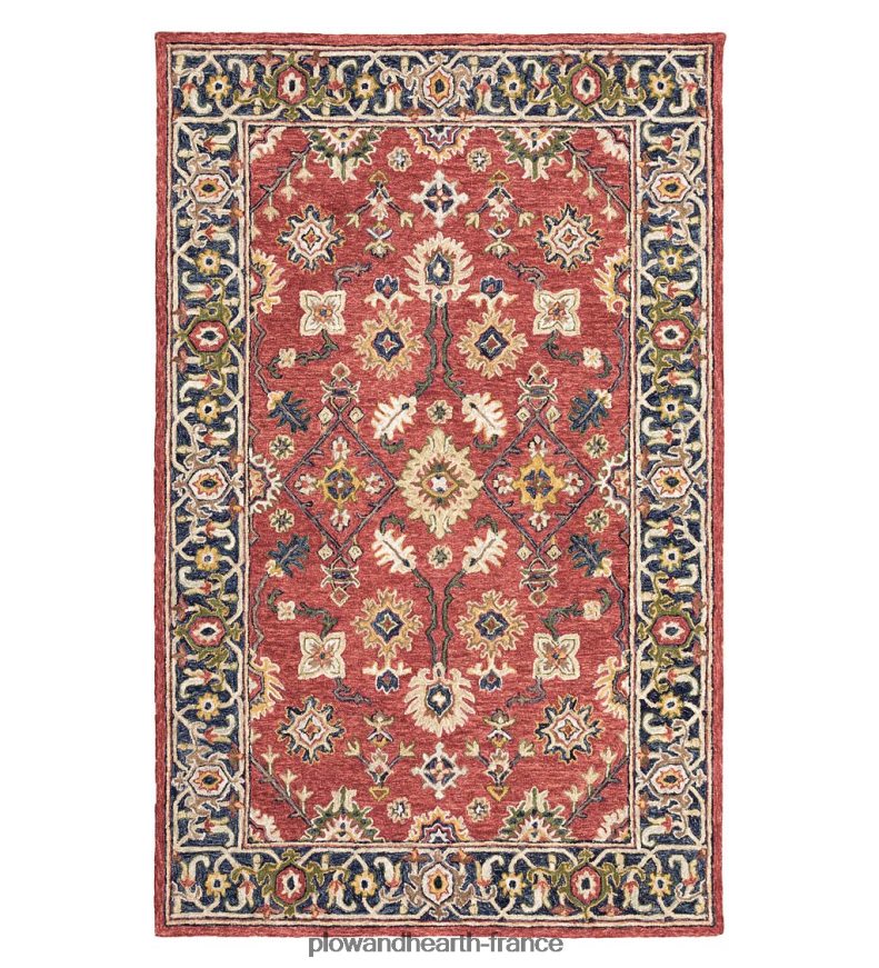 Tapis avec bordure en laine rouge Willow Oaks Plow & Hearth 8642F61823 tapis et nattes