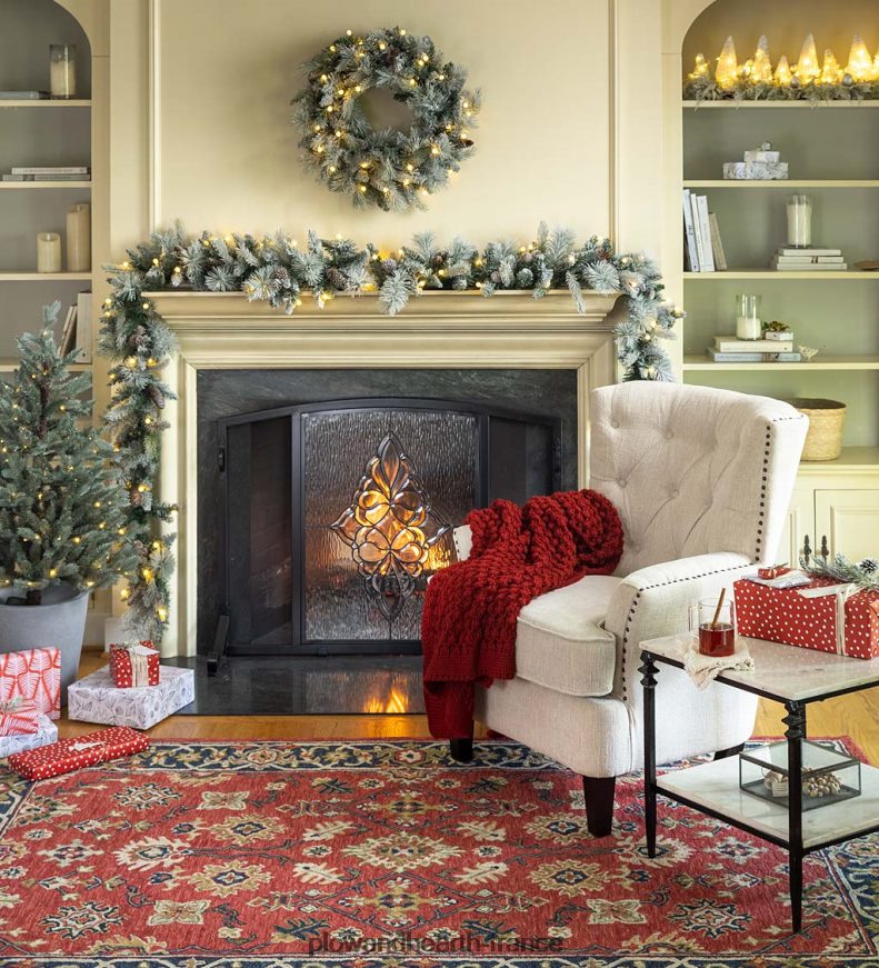 Tapis avec bordure en laine rouge Willow Oaks Plow & Hearth 8642F61823 tapis et nattes