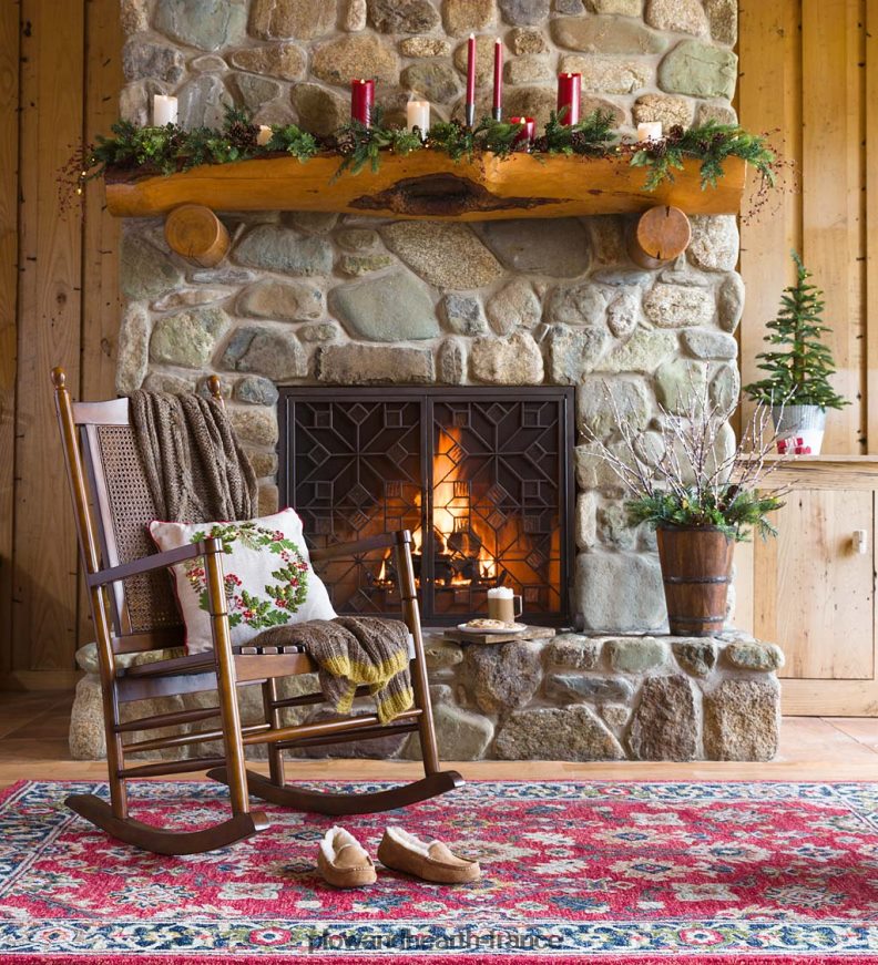 Tapis avec bordure en laine rouge Willow Oaks Plow & Hearth 8642F61823 tapis et nattes