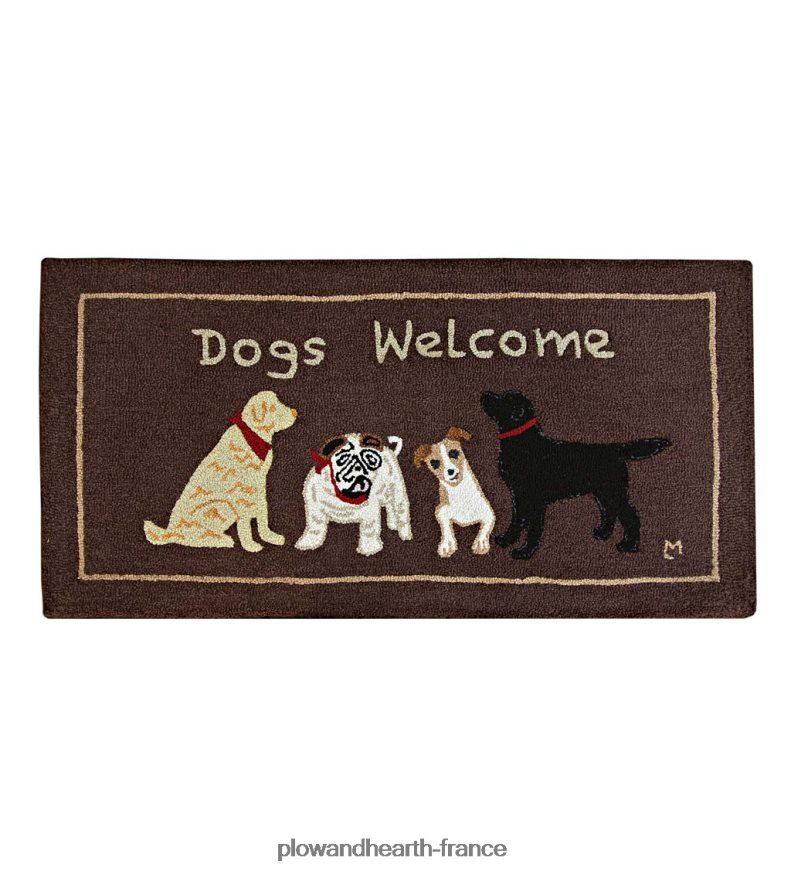 les chiens sont les bienvenus tapis décoratif en laine crocheté à la main Plow & Hearth 8642F61869 tapis et nattes